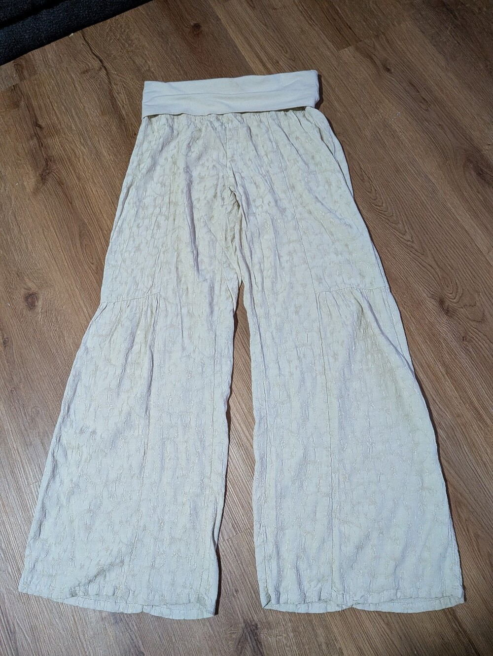 Soft Surroundings Cream Wide Leg Boho Pants XS